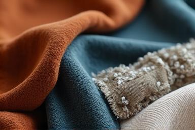 Close-up of fabric swatches and upholstery tools, symbolizing custom upholstery services